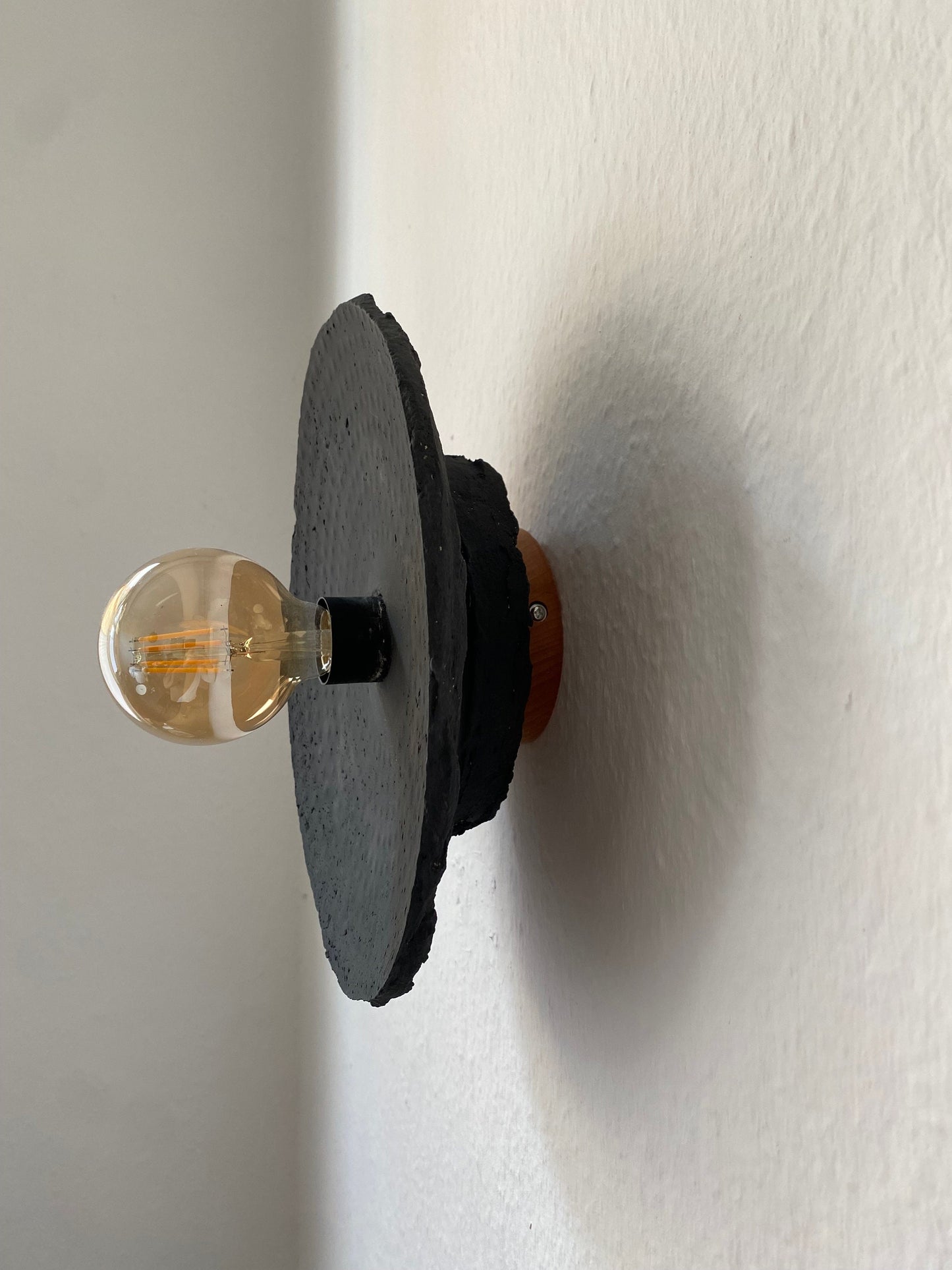 Komo Earth Wall Fixture | Japandi Handmade Lamp | Paper Clay | Stylish Wall Lamp | Sustainable | Earth Pure Clay | Relief Circle