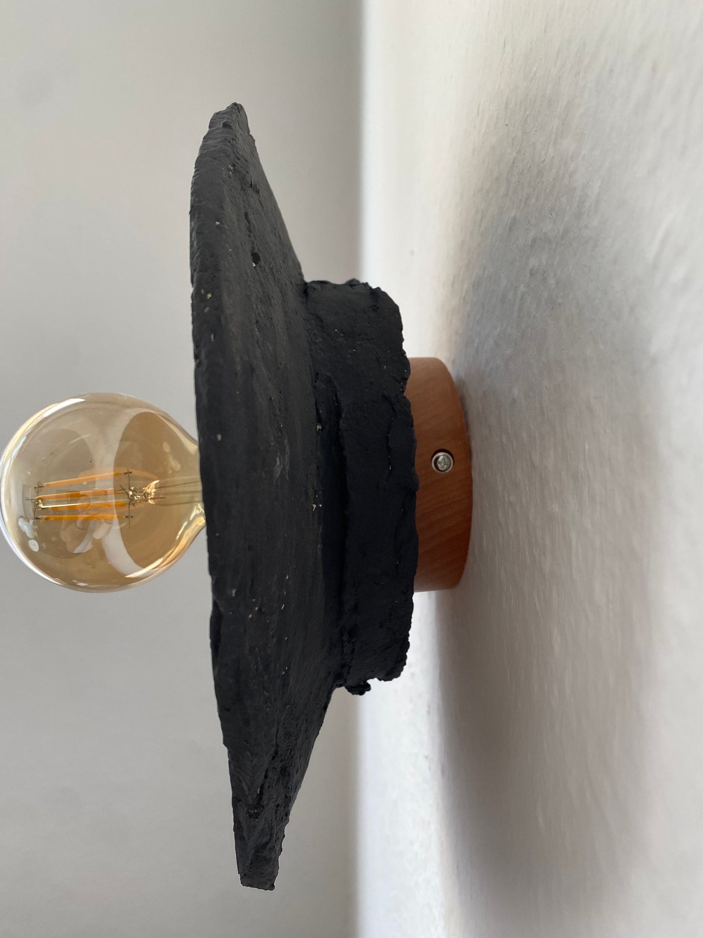 Komo Earth Wall Fixture | Japandi Handmade Lamp | Paper Clay | Stylish Wall Lamp | Sustainable | Earth Pure Clay | Relief Circle