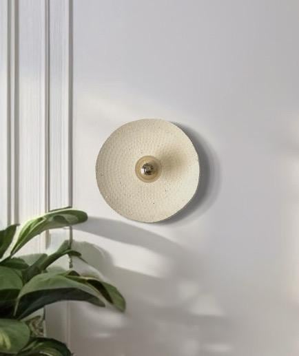 Komo Wall Fixture wabi sabi centered | Japandi Handmade Lamp | Paper Clay | Wall Lamp | Sustainable | Earth Pure Clay | Relief Circle