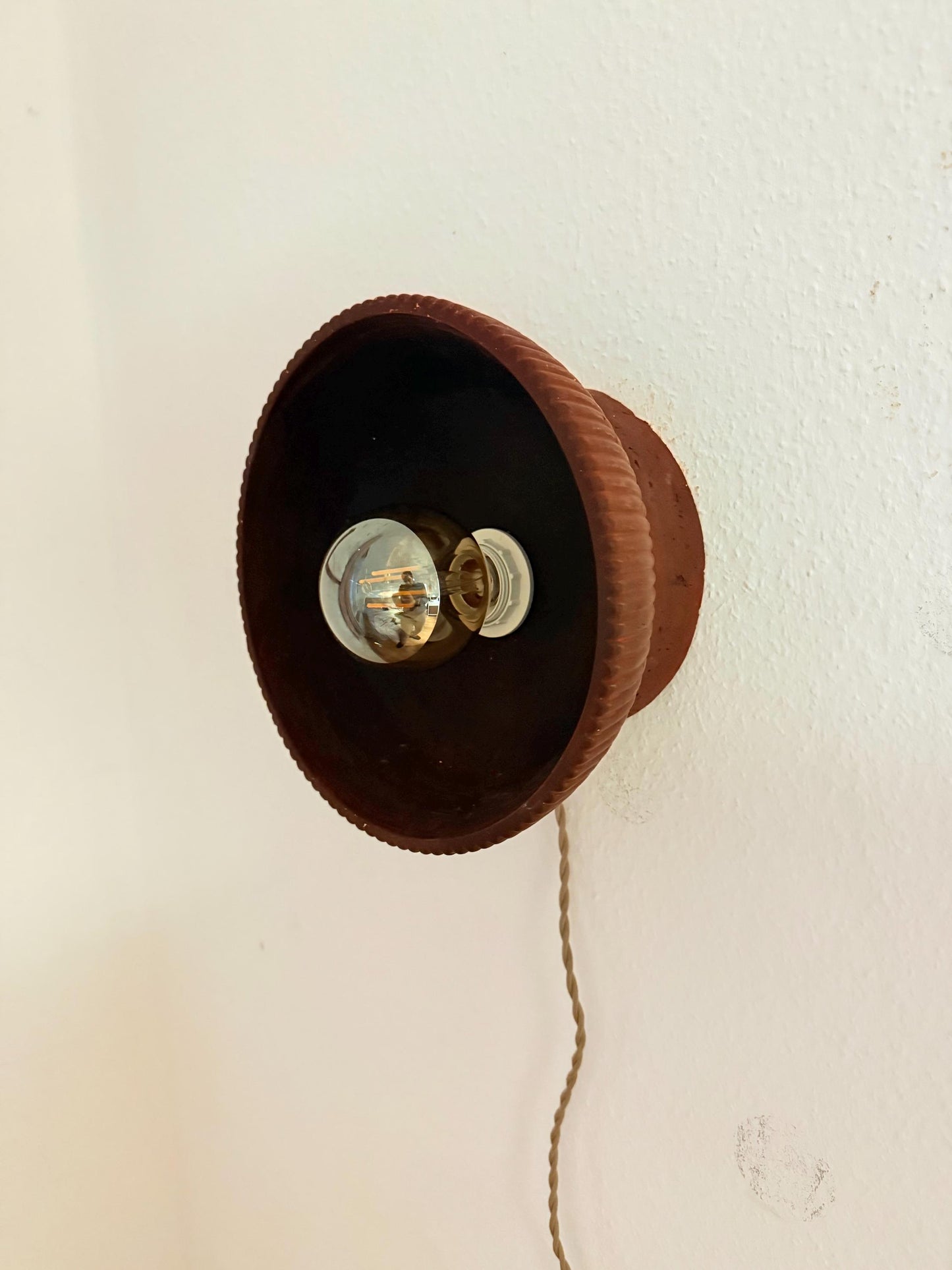 Lumina w/textile cable wabi sabi | Japandi Handmade Lamp | Paper Clay | Stylish Wall Lamp | Sustainable | Eearthy wall light | Relief
