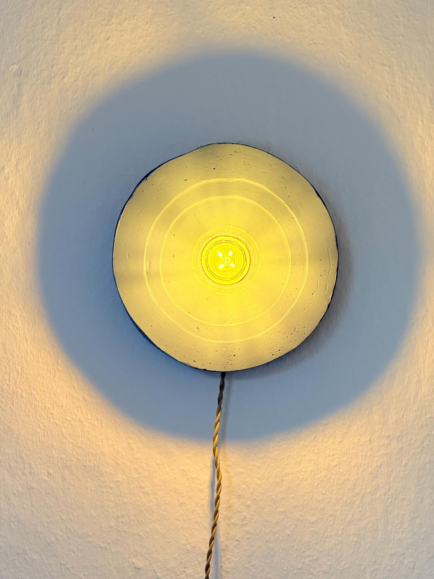 Japandi Handmade Lamp | Paper Clay | Stylish Wall Lamp | Sustainable Wall Lamp Art | Home Office Decor | Relief Circle Lamp