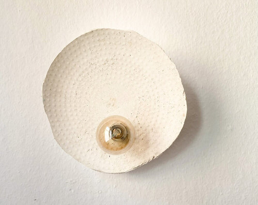 Wabi-Sabi Clay wall fixture, unique wall fixture, modern clay wall lamp, sustainable sconce ambient light